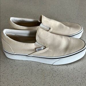 Vans Cream Slip-On Sneakers